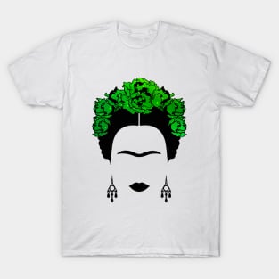 Frida kahlo green galaxy flowers T-Shirt